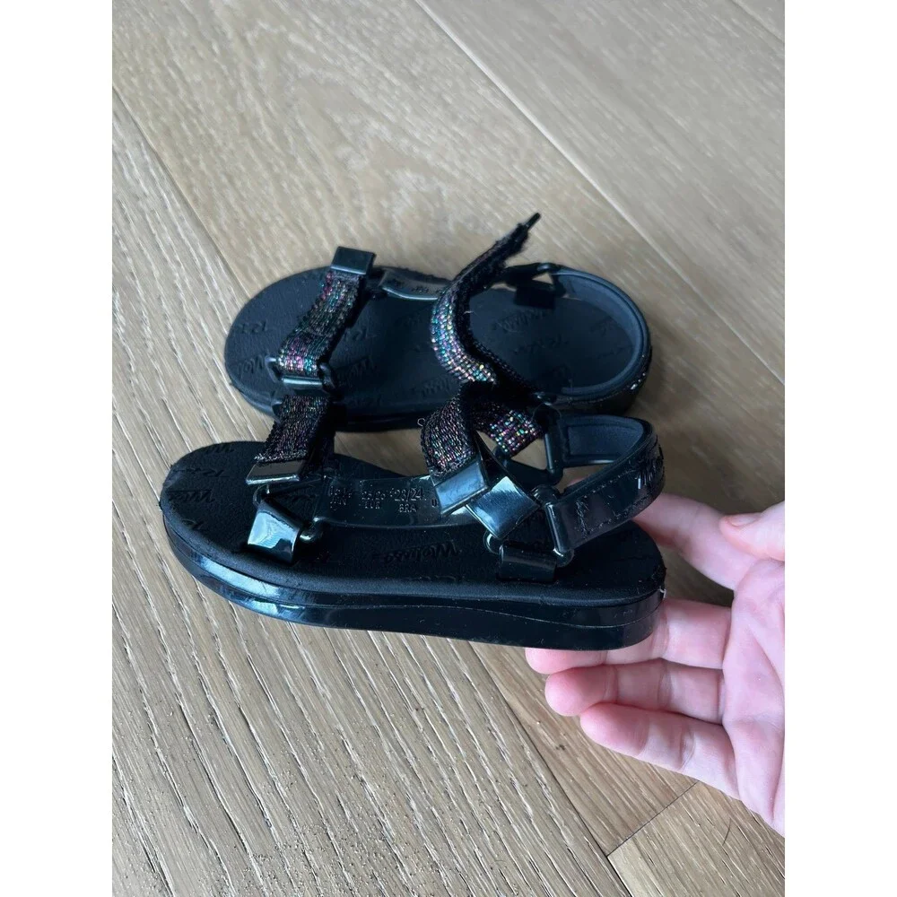 Mini Melissa Rainbow Metallic Black Jelly Gladiator Sandals Toddler Girls sz 9c